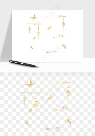 国潮线条祥云装饰png免抠