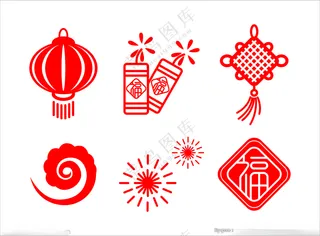 新春贴纸装饰烟花设计