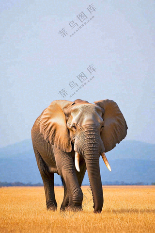 非洲大草原大象象群野生动物保护动物摄影图