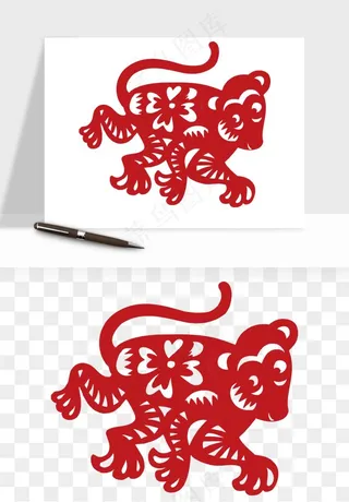 十二生肖剪纸中式纹样图案png免抠