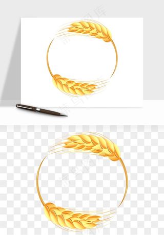 边框橄榄桂枝麦穗奖章png免抠