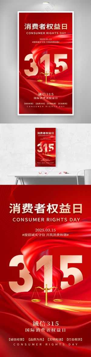 315消费者权益日诚信公平公正创意海报