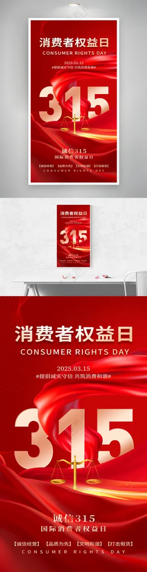 315消费者权益日诚信公平公正创意海报