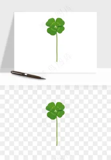 手绘四叶草幸运植物png免抠