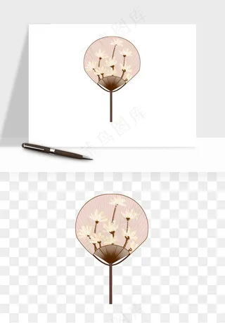 古风扇子元素png免抠