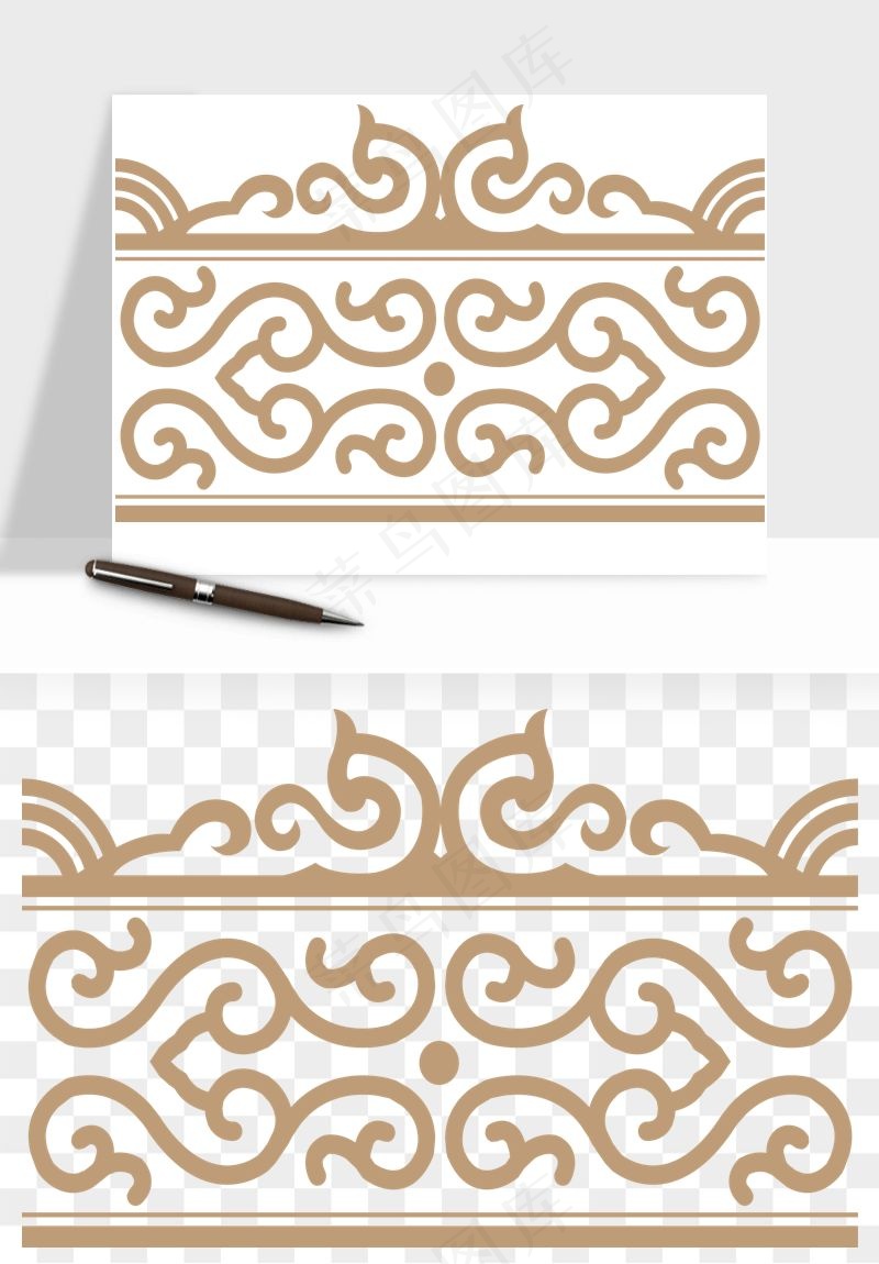 中式边框花纹图案png免抠