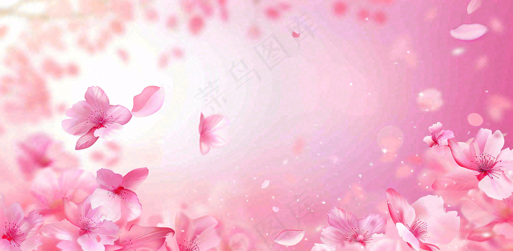 粉色樱花花瓣唯美妇女节春天摄影图