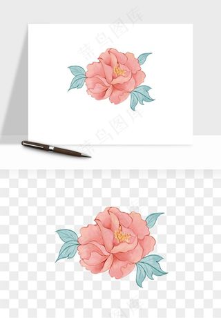 手绘国潮牡丹花花卉图案png免抠