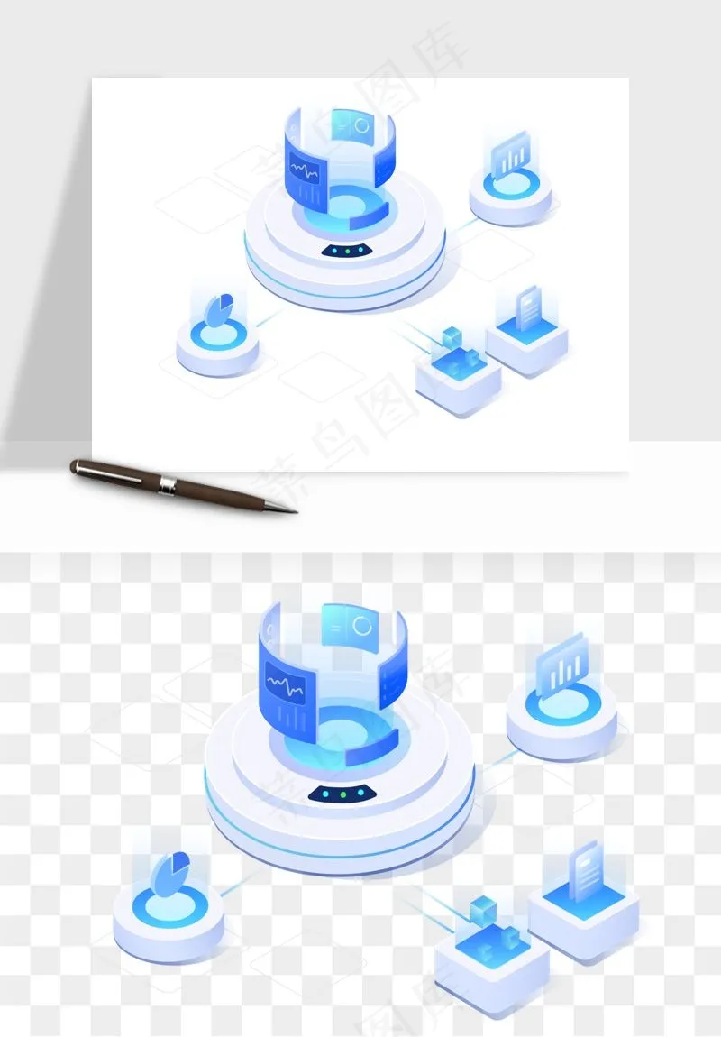 立体2.5d科技商务png免抠