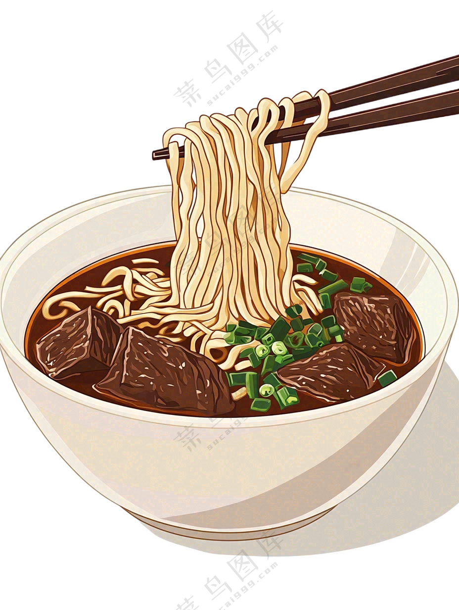 拉面红烧牛肉兰州拉面美食插画免抠