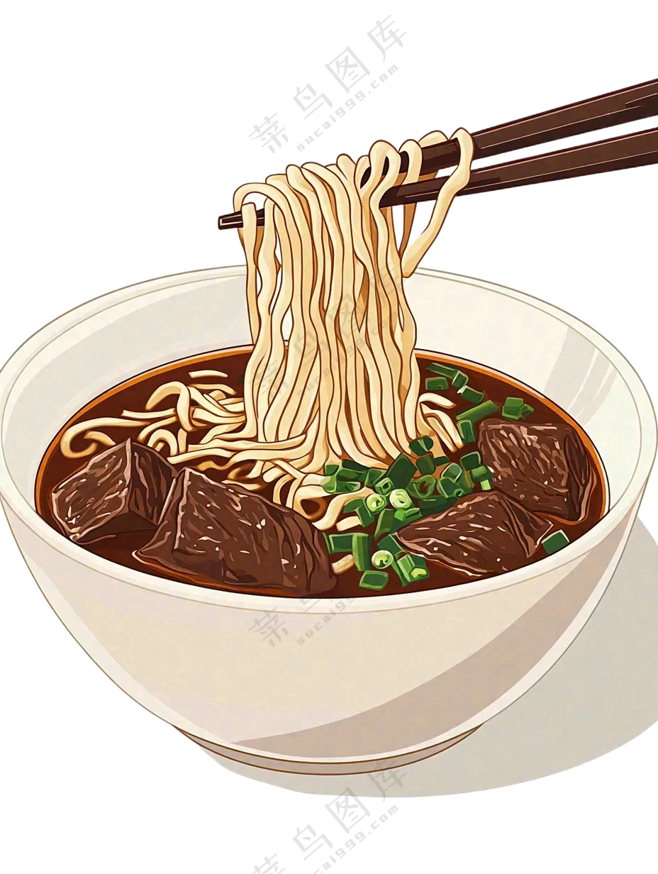 拉面红烧牛肉兰州拉面美食插画免抠