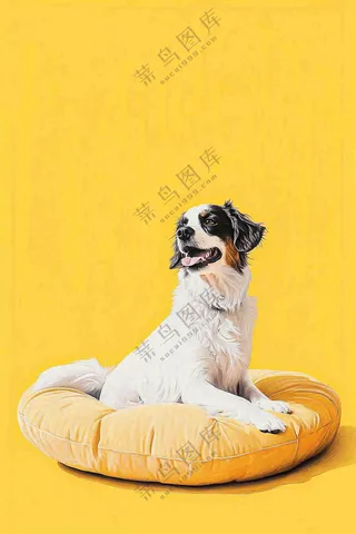 萌宠宠物小狗边牧动物黄色背景