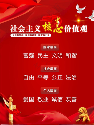 24核心价值观价值观剪纸海报