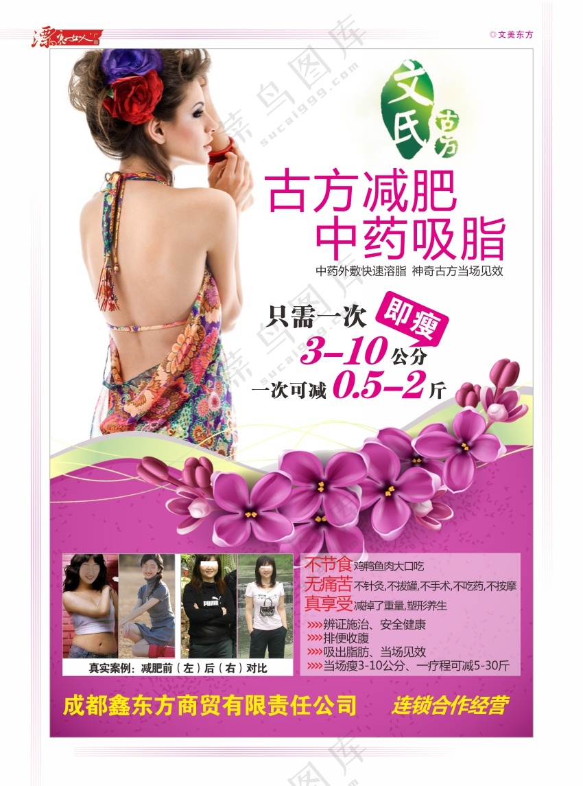 古法减肥中药吸脂广告海报美女瘦身cdr源文件