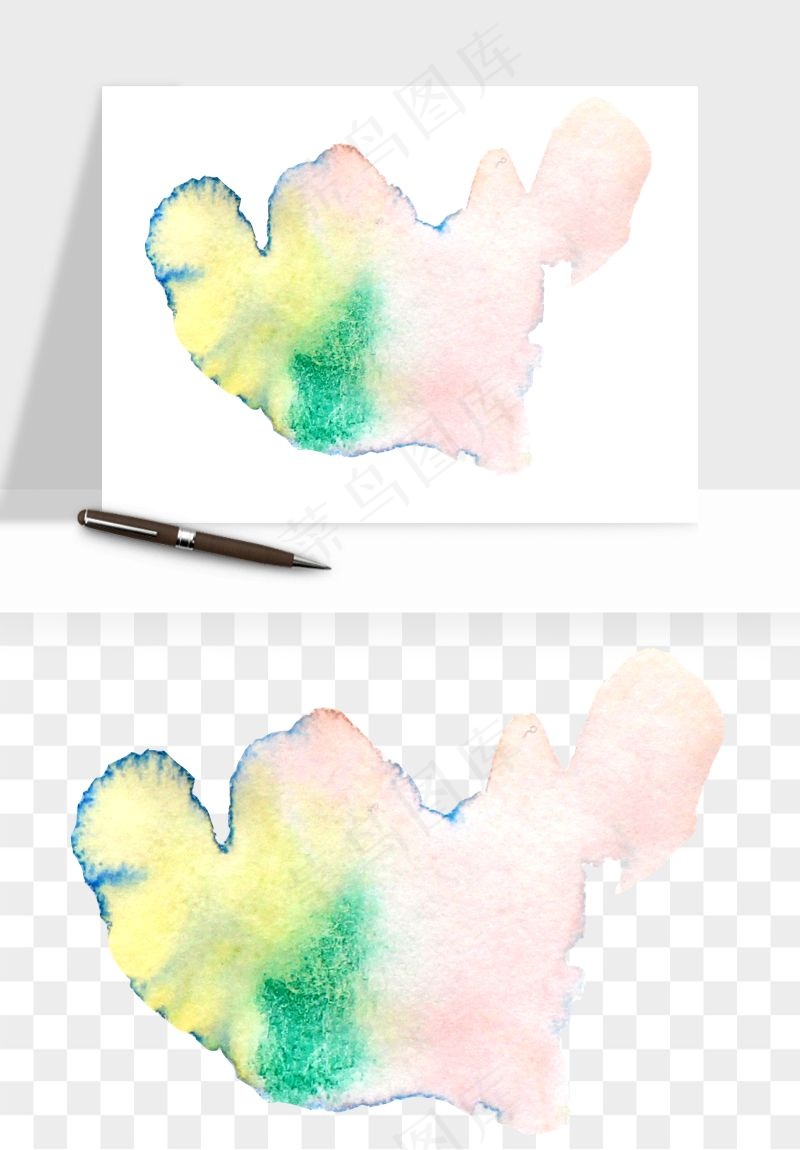 水彩泼墨涂鸦墨迹元素png免抠