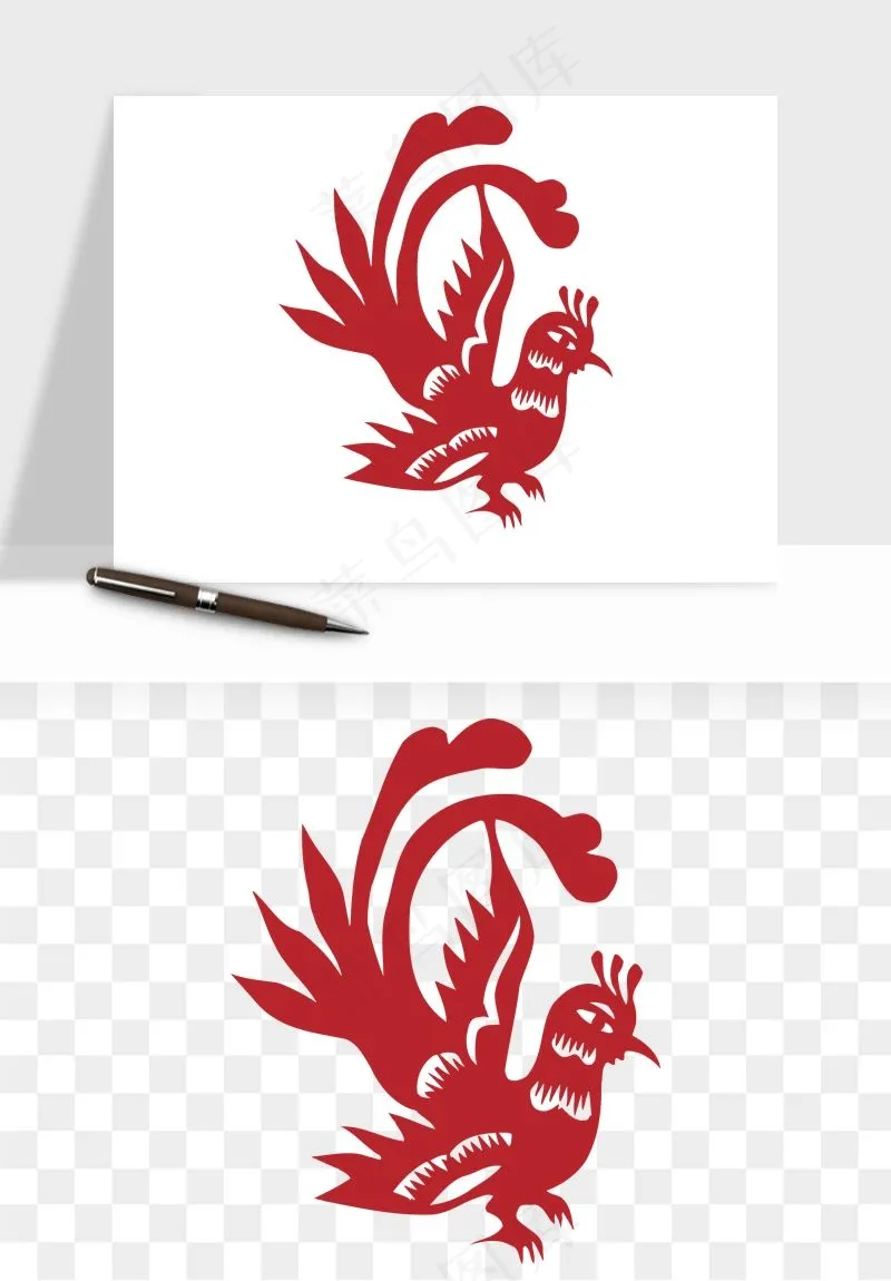 传统花鸟动物剪纸png免抠