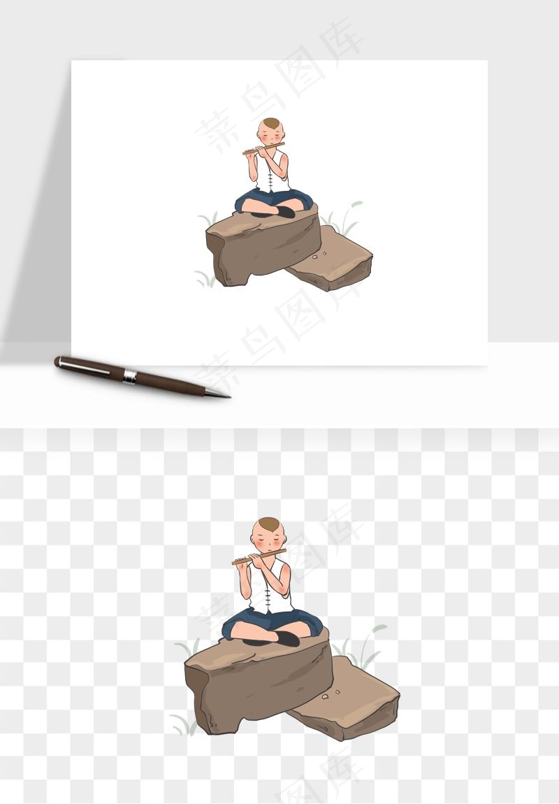 牧童放牛的孩子png免抠