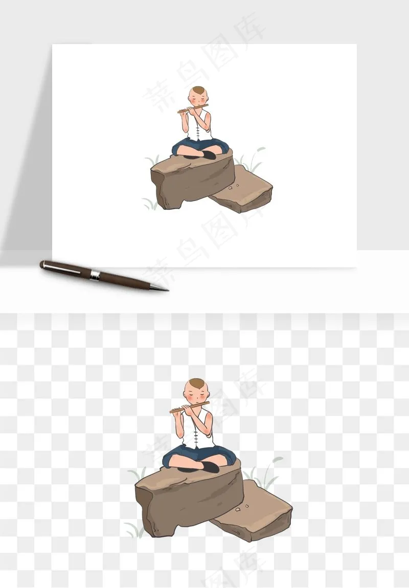 牧童放牛的孩子png免抠