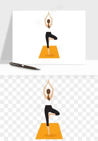 卡通瑜伽瘦身拉伸png免抠