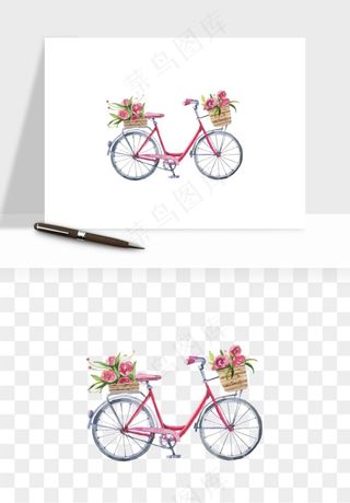 手绘自行车情侣人物png免抠