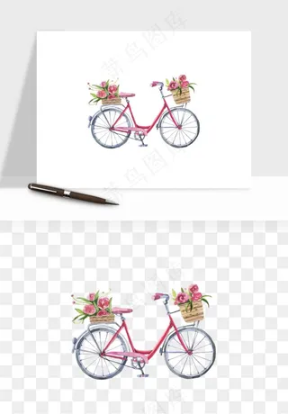 手绘自行车情侣人物png免抠