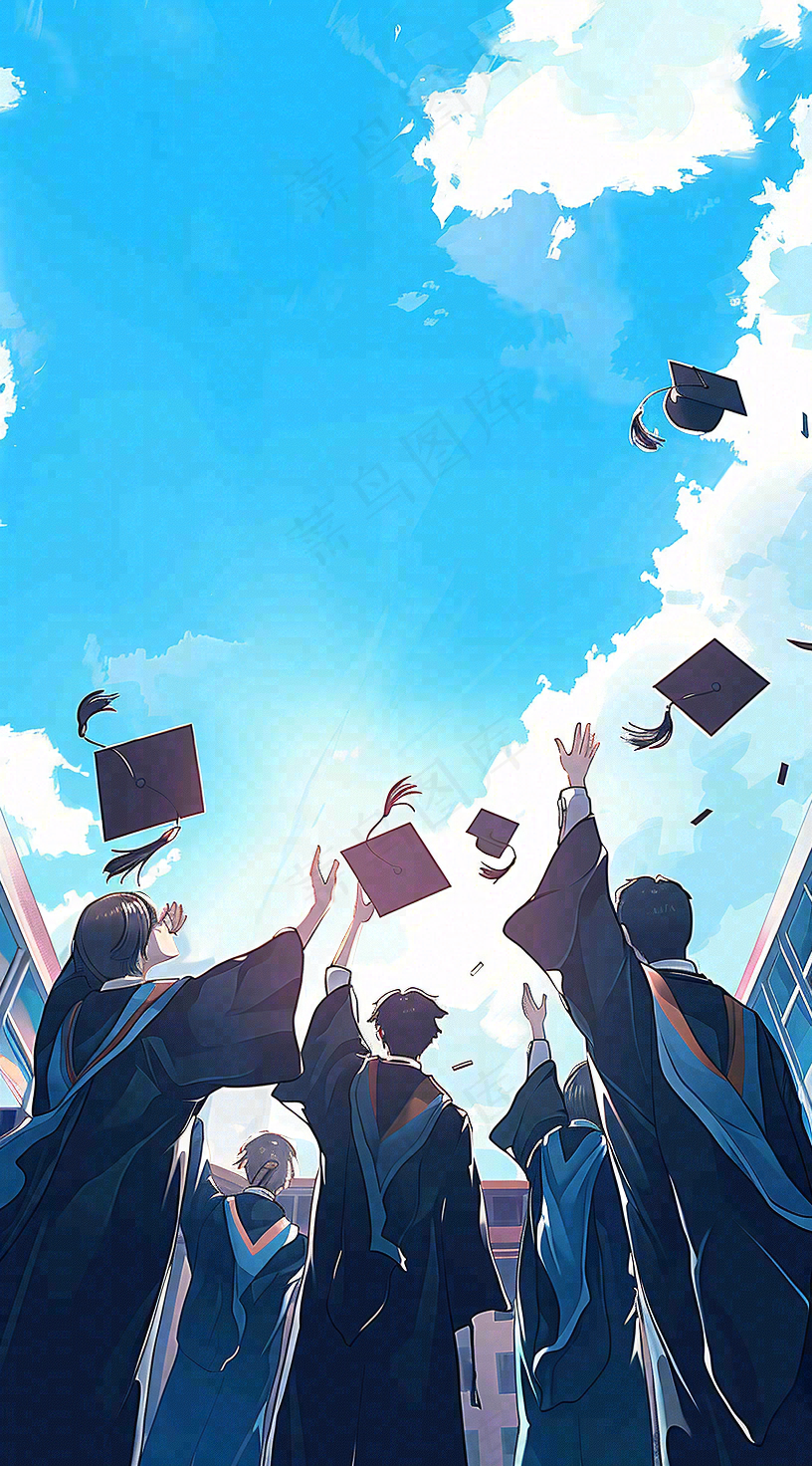 学生毕业季考试青春插画背景