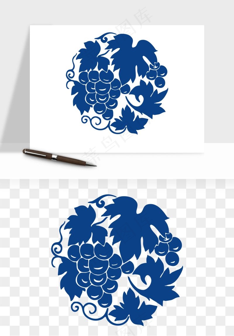 青花瓷花纹花卉图案png免抠