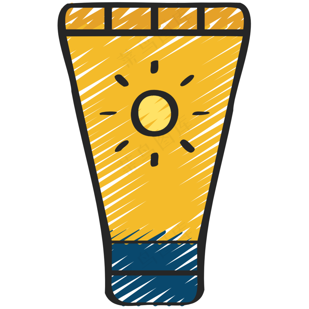 防晒霜 铅笔手绘图标 icon
