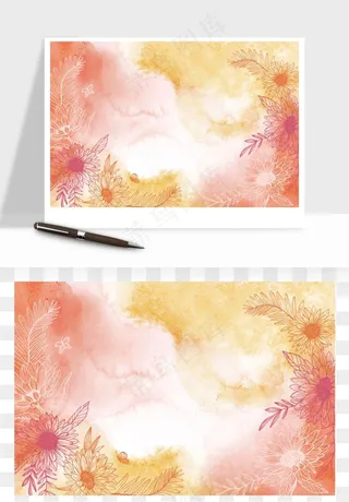 水彩花卉手绘矢量背景