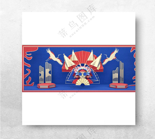 C4D背景喜庆背景图屏风海报