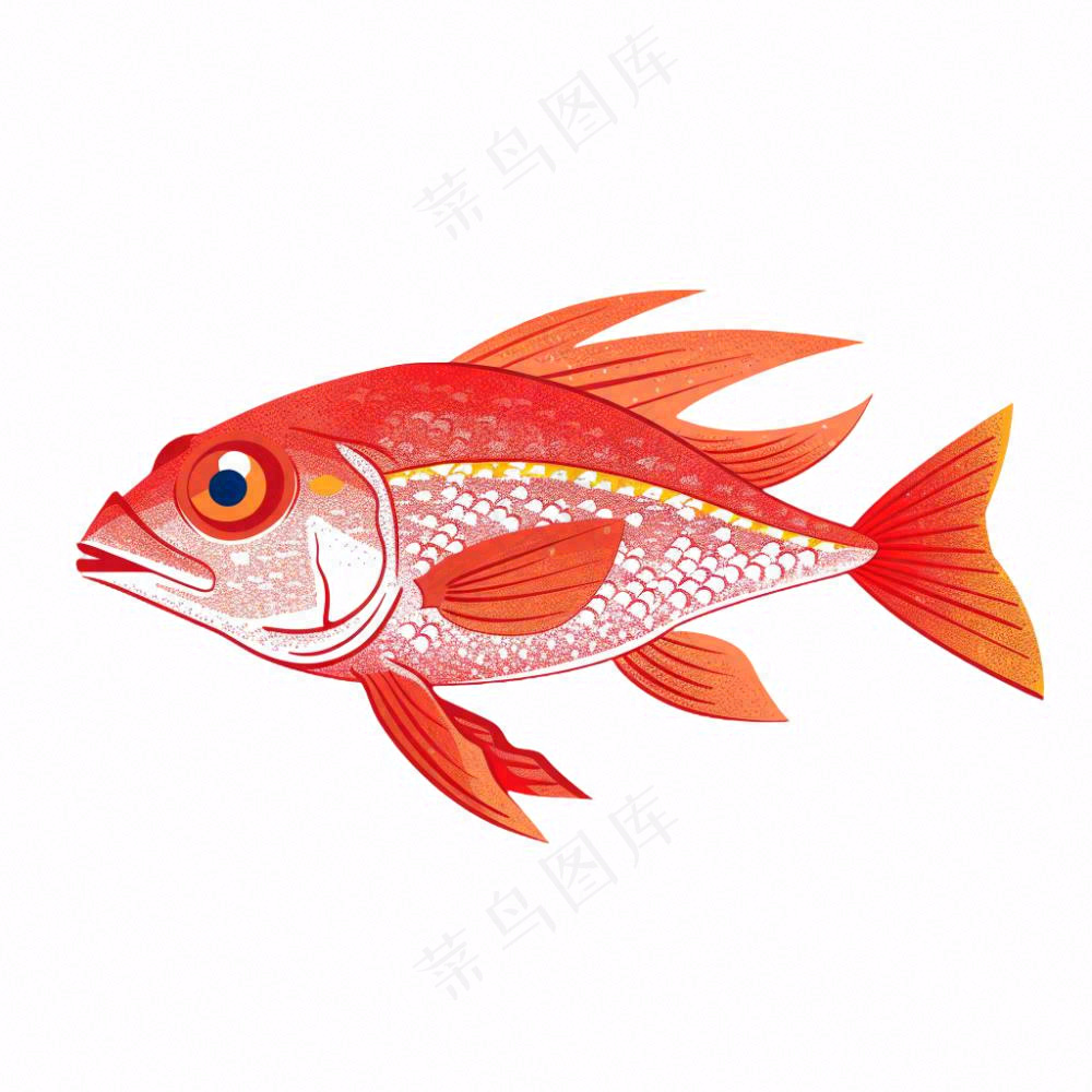 海洋鱼类海鲜卡通插画免抠