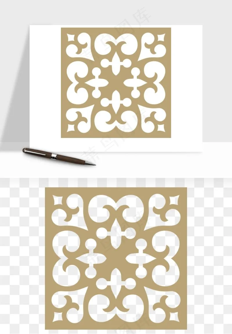 中式镂空古典图案png免抠