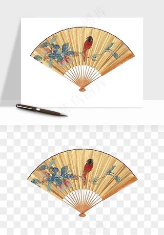 古风扇子元素png免抠