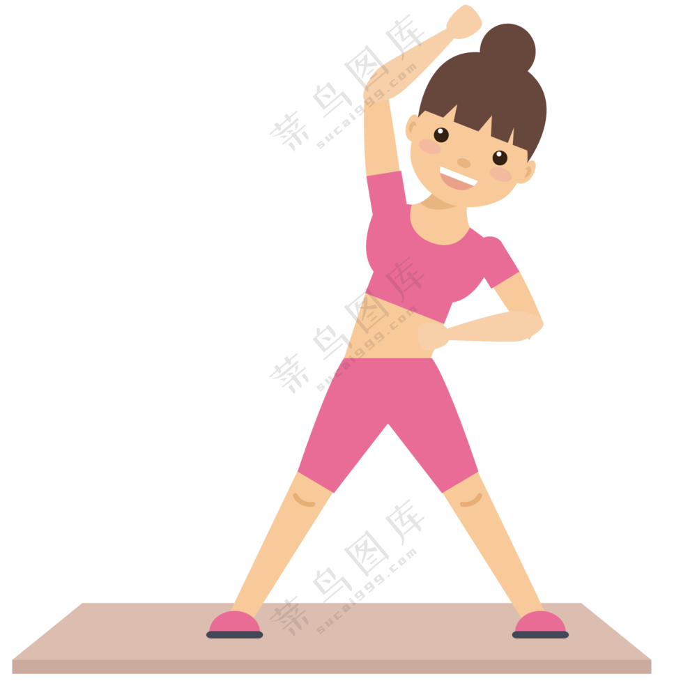 做拉伸放松运动的美女人物免抠图片