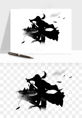 水墨江湖侠客武侠剪影png免抠