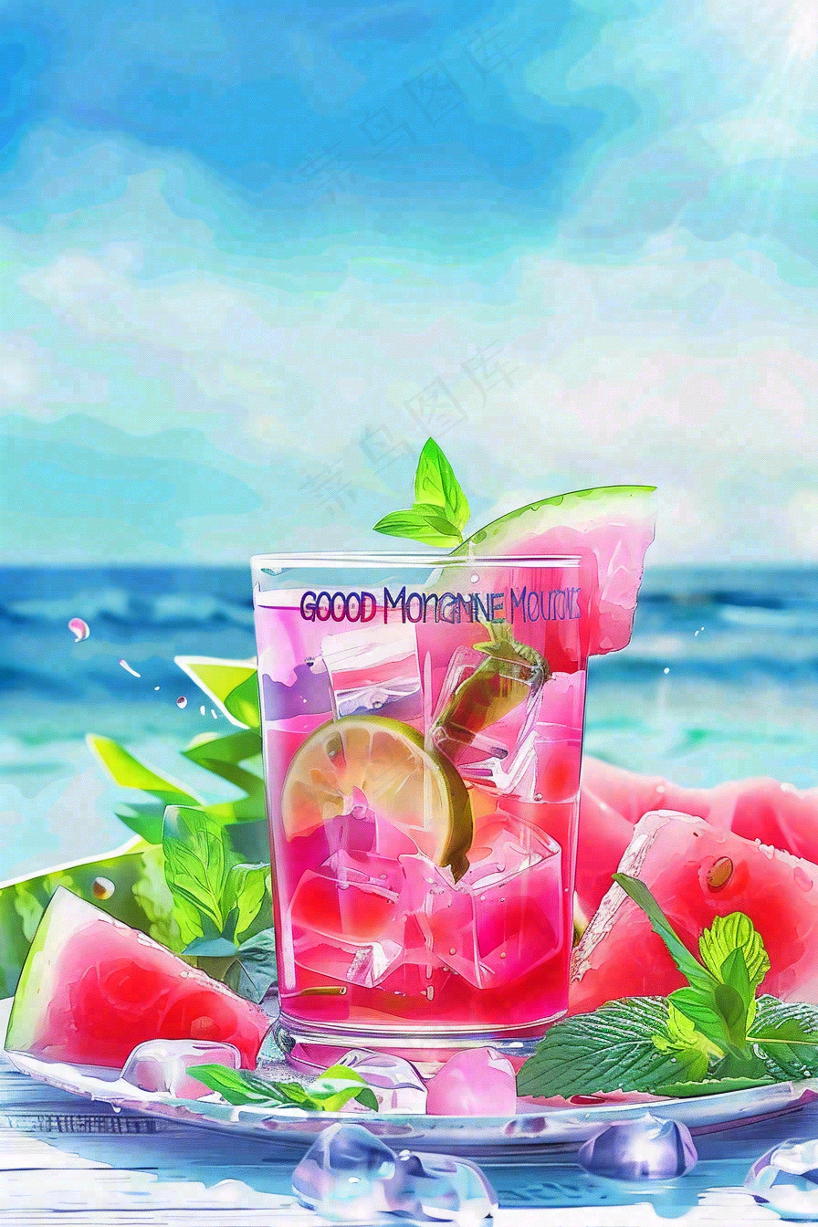 夏日冰镇饮料西瓜解暑小暑大暑摄影图