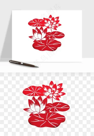 传统剪纸植物花卉png免抠