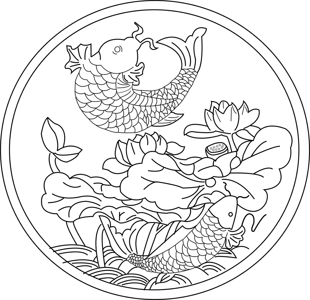 矢量图  莲年有鱼 鱼跃