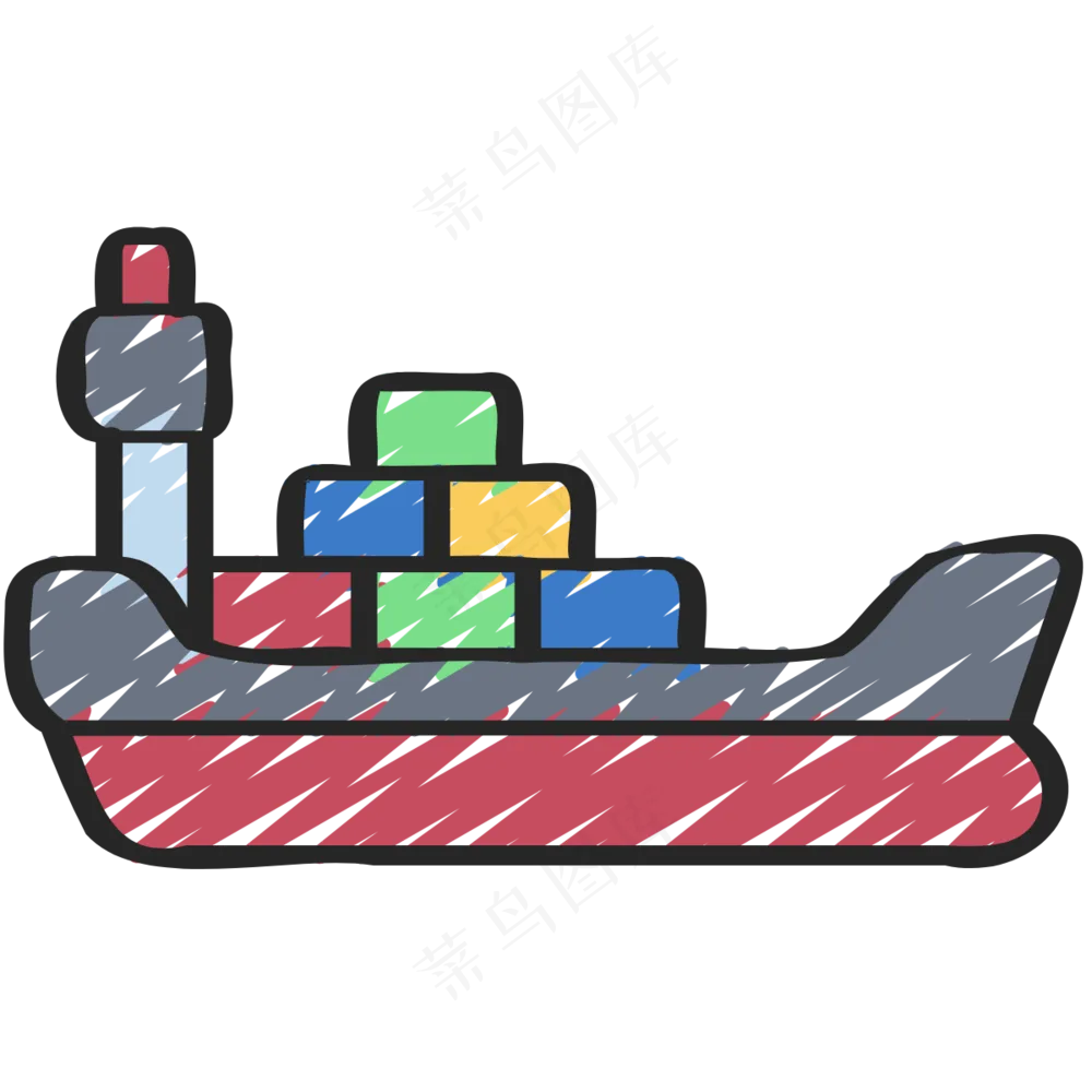 大型运输轮船 铅笔手绘图标 icon
