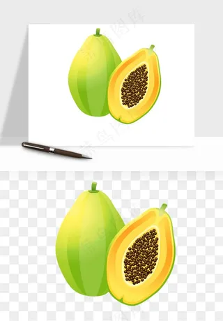 木瓜水果png免抠