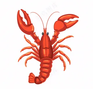 大龙虾海洋海鲜卡通插画免抠