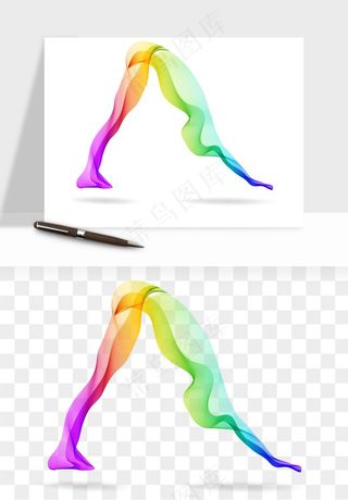 卡通瑜伽瘦身拉伸png免抠