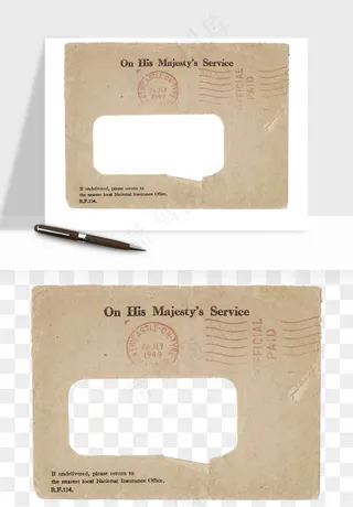 复古明信片信封png免抠