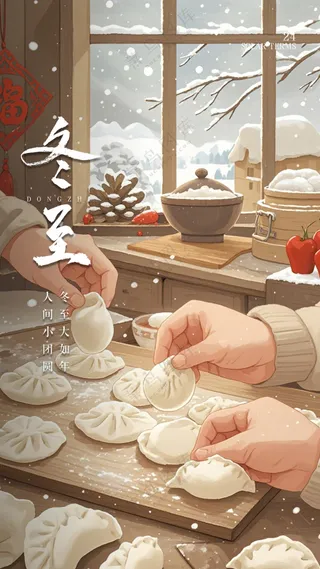 冬至大气简约节气节日唯美海报