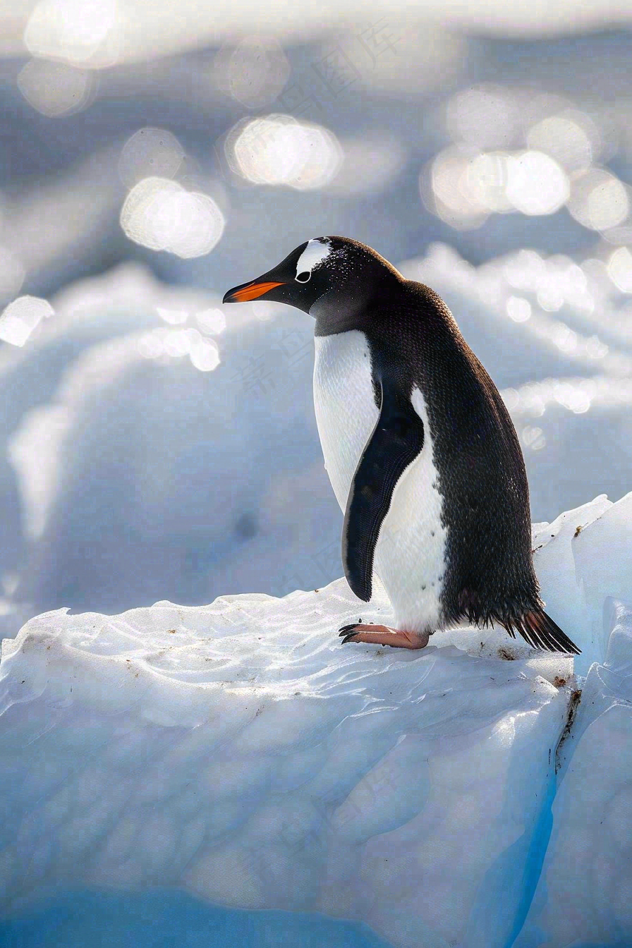 冰雪天地的企鹅寒冷动物摄影图