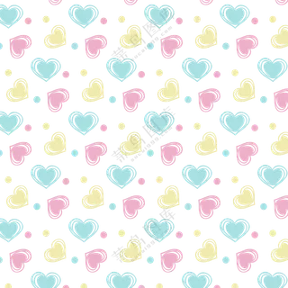 桃心与圆点等无缝拼接图案免抠素材