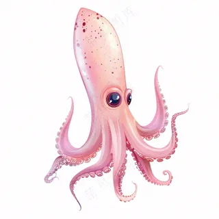 海洋动物章鱼墨鱼鱿鱼卡通插画免抠