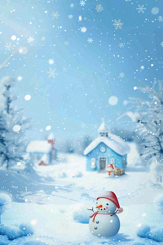 冬天白雪覆盖寒冷唯美雪景大寒插画背景