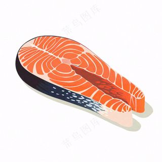 海洋三文鱼食物卡通插画免抠