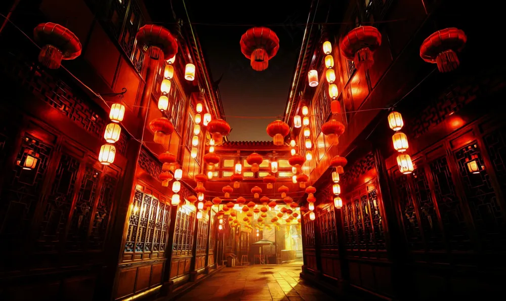 古风春节巷尾图